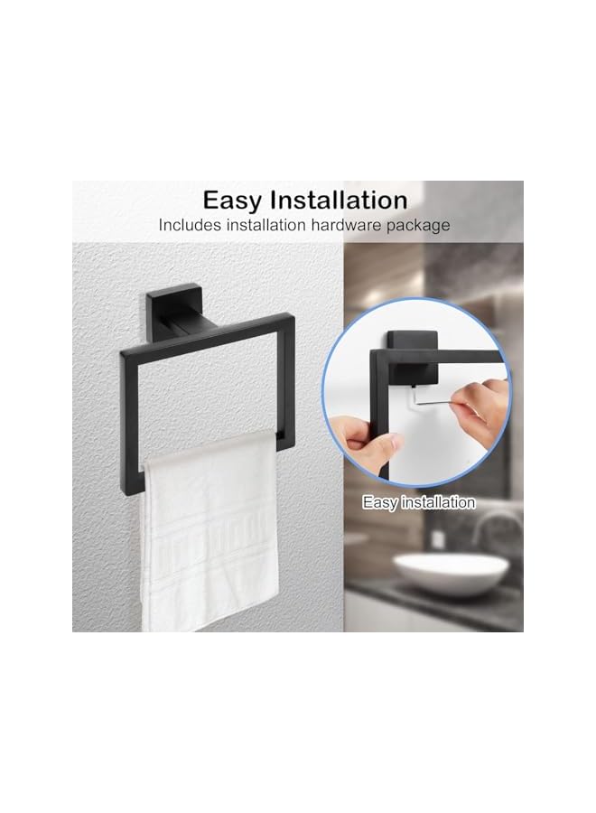 promass 2-Piece Matte Black Square Towel Ring,Modern Hand Towel Holder for Bathroom,Towel-Racks,SUS304 Stainless Steel Towel Hangers Wall-Mounted - Image 3