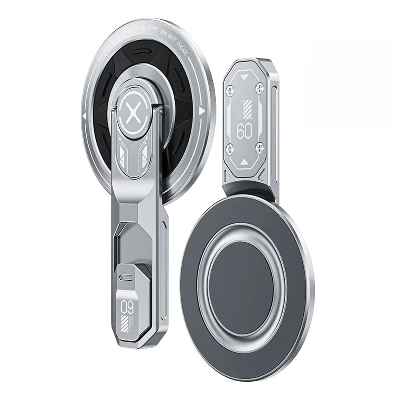 US LITE Magnetic Phone Stand with 360° Rotation | Foldable Ring Grip Kickstand | Adjustable Viewing Angle | Stress Relief Switch | Durable Metal Holder for All Smartphones - Silver - Image 2