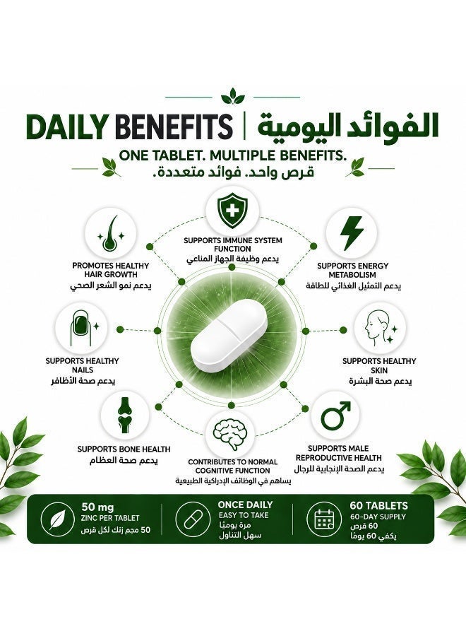 Sulinda Pure Mineral WN Zinc 50 mg Tablets | 60 Tablets | Daily Supplement for Immunity & Skin | 60 Day Supply - Image 3