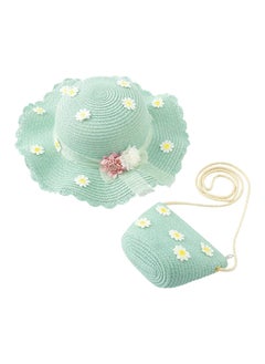 KASTWAVE Girls Sun Hat with Shoulder Bag Set, Large Brim Flower Beach Summer Hat Straw Purse Beach Bag Cute Flower Summer Beach Cap  - Image 1