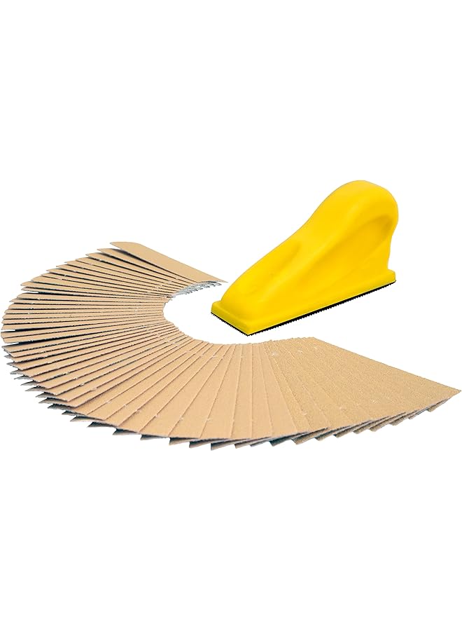 إيروريكس ماكينة صنفرة صغيرة بتفاصيل دقيقة مع 50 شريحة صنفرة ذهبية مقطوعة مسبقًا • تتضمن 10 من كل من الدرجات التالية: 80 و120 و150 و220 و400 - Image 1