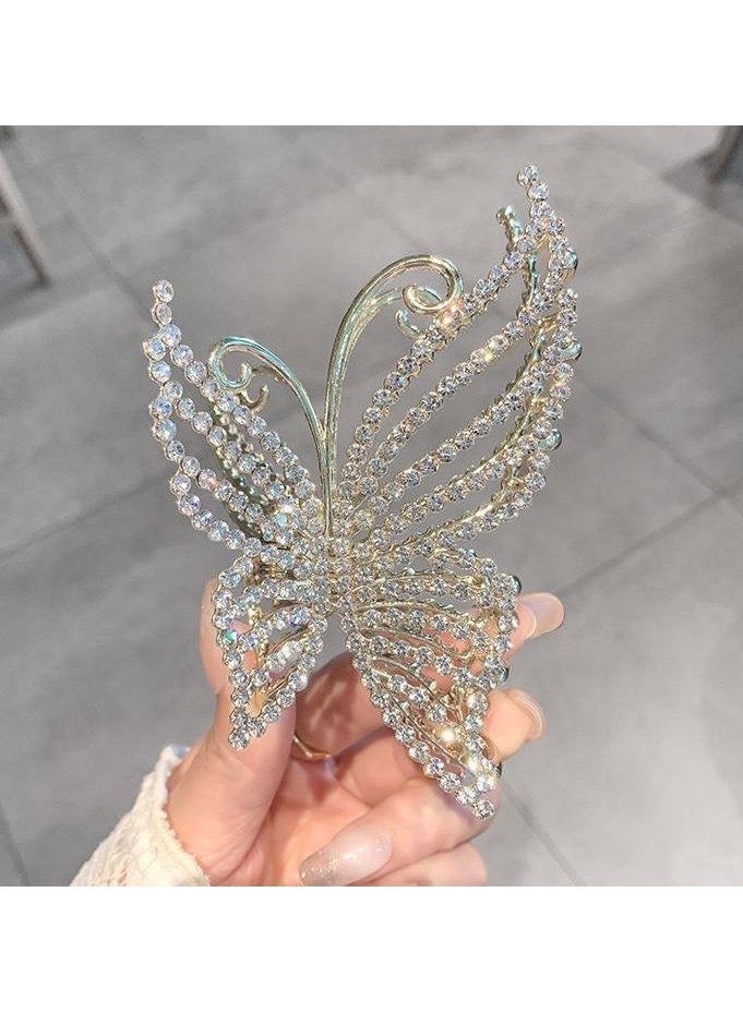 قفاش شعر  نسائي انيق معدن كريستال علي شكل فراشه حجم كبير  مناسب للسهره والسواريه والحفلات - Image 4