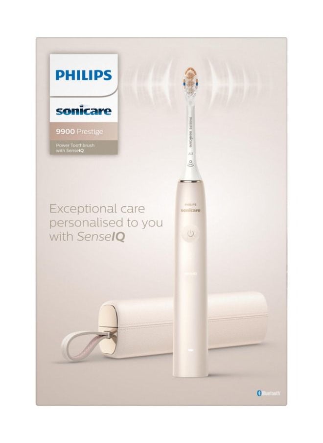 PHILIPS SONICARE - فرشاة أسنان فيليبس سونيكير 9900 برستيج الكهربائية القابلة لإعادة الشحن مع تطبيق SenseIQ وتطبيق Sonicare المدعوم بالذكاء الاصطناعي؛ اللون شامبانيا - HX9992/21 - Image 1