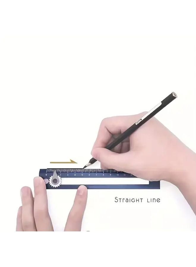 Blue Dual Function Geometry Tool With Built In Compass Ruler - Image 5