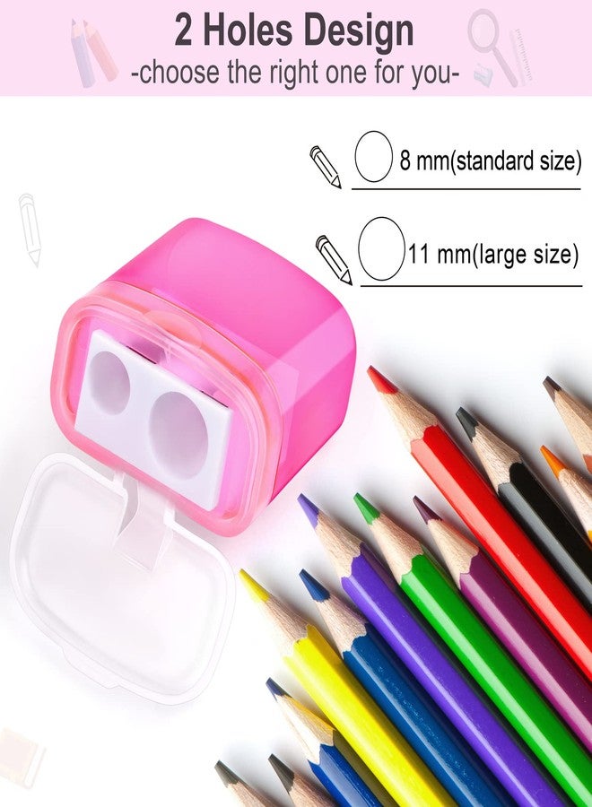 Aodaer 60 Pieces Pencil Sharpeners Manual Double Hole Pencil Sharpener with Lid Assorted 4 Colors Handheld Dual Hole Sharpeners for Office Home - Image 5