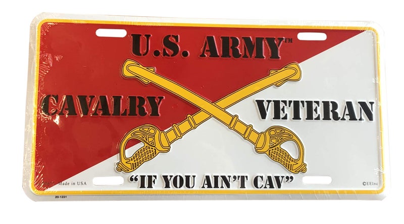Artisan Owl United States Army Cavalry Automobile Metal License Plate Including Fastener Screws - Image 2