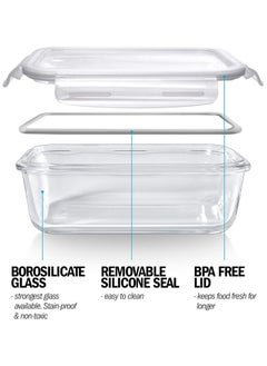 MahMir MahMir® |5 Pack, 1040ML (35 OZ) | Glass Meal Prep Containers, Airtight Glass Food Storage Containers with Lids – Airtight Food Containers Kitchen Storage Containers Glass Lunch Containers  - Image 3