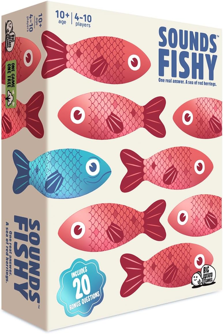بيج بوتيتو لعبة اللوح " Sounds Fishy": لعبة عائلية للخداع للأطفال من سن 10 سنوات فما فوق - أفضل ألعاب الاختبارات العائلية الجديدة، وألعاب المعلومات العامة لمجموعات الأشخاص - Image 1