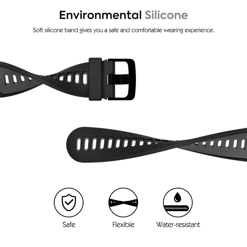 MoKo Soft Silicone Watch Band Compatible with Garmin Forerunner 735XT/220/230/235/235 Lite/620/630/Approach S20/S6/S5,Adjustable Replacement Sport Strap - Black & Gray - Image 2