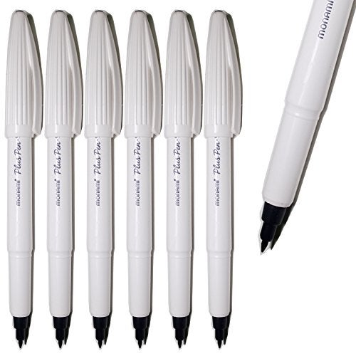 Monami Plus Felt Tip Fine Liner Pen - White Body - Black - Pack of 12 - Image 2