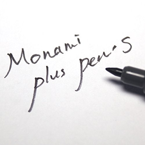 Monami Plus Felt Tip Fine Liner Pen - White Body - Black - Pack of 12 - Image 4