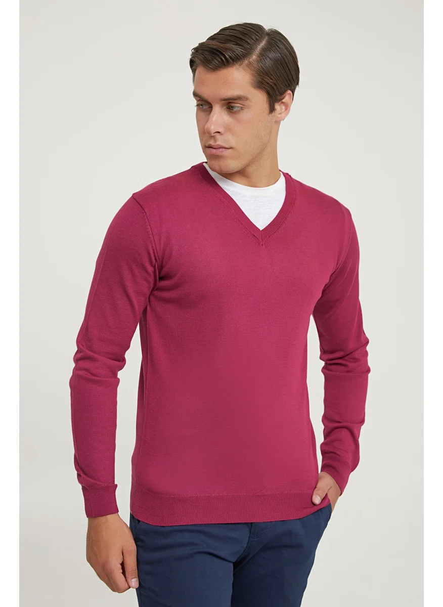 D'S DAMAT Regular Fit Fuchsia Plain Knit Sweater 5HF060632003D