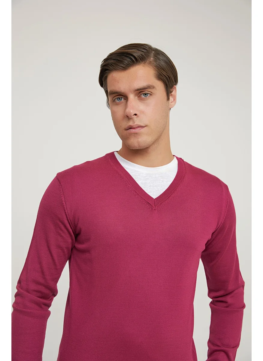 D'S DAMAT Regular Fit Fuchsia Plain Knit Sweater 5HF060632003D