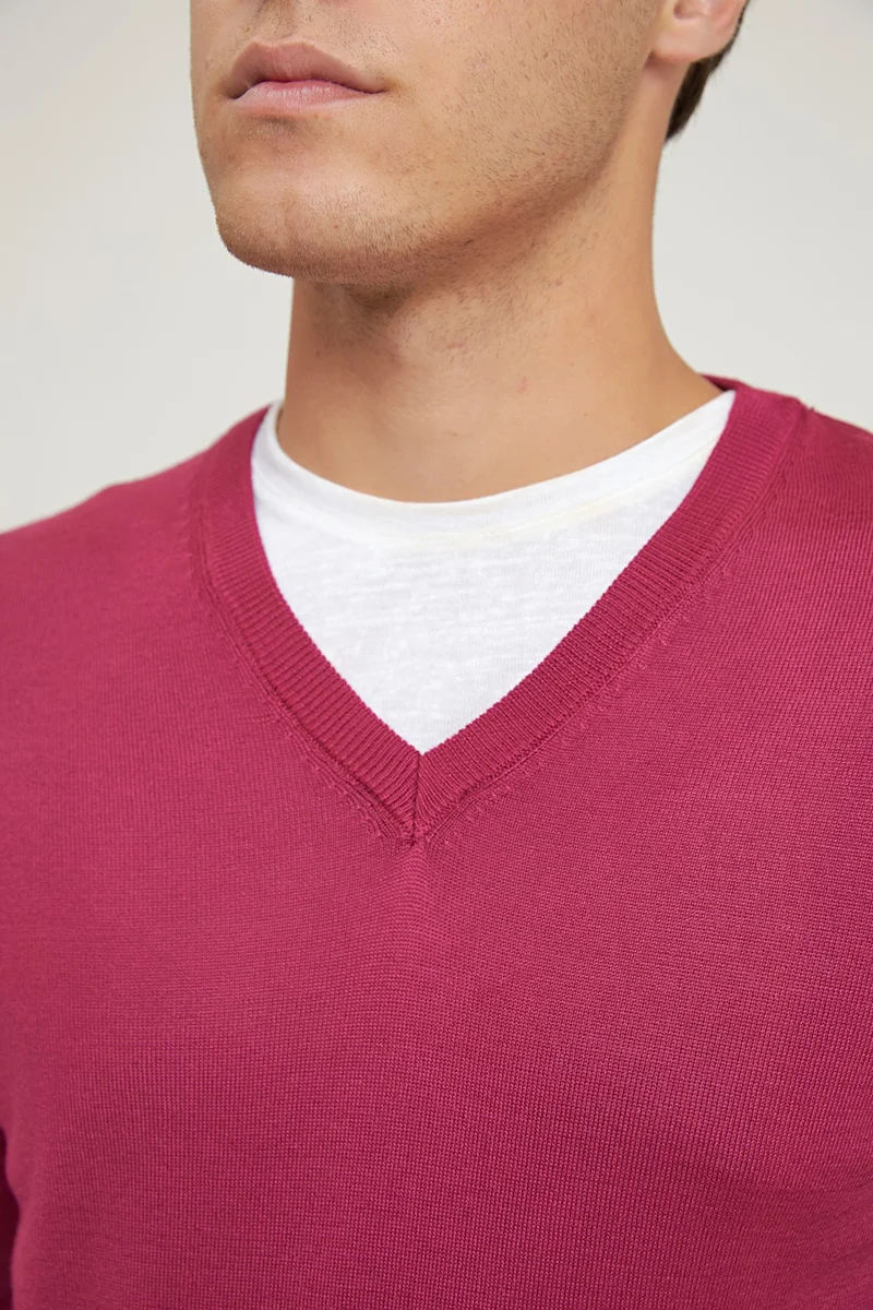 دي أس دامات Regular Fit Fuchsia Plain Knit Sweater 5HF060632003D