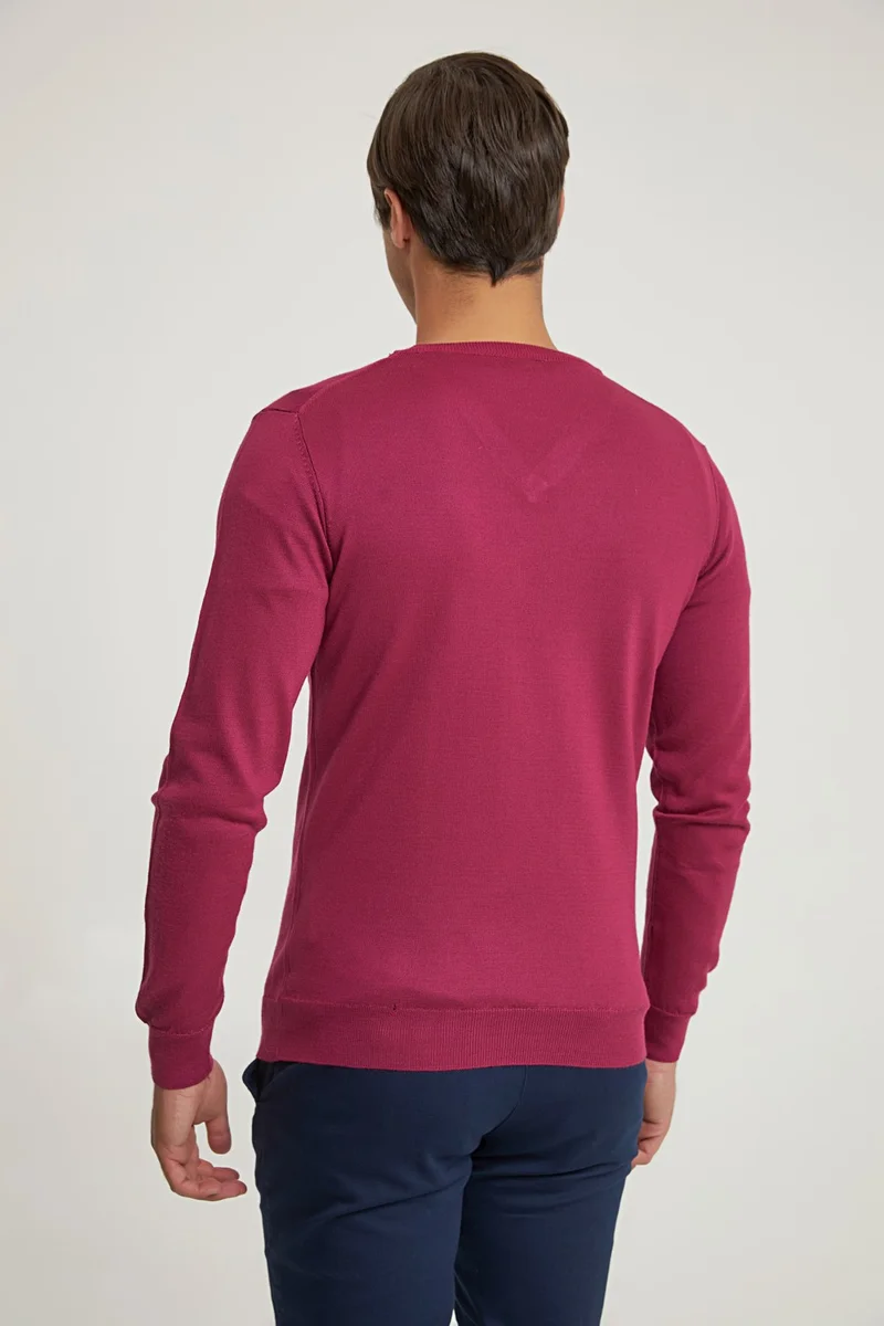 دي أس دامات Regular Fit Fuchsia Plain Knit Sweater 5HF060632003D