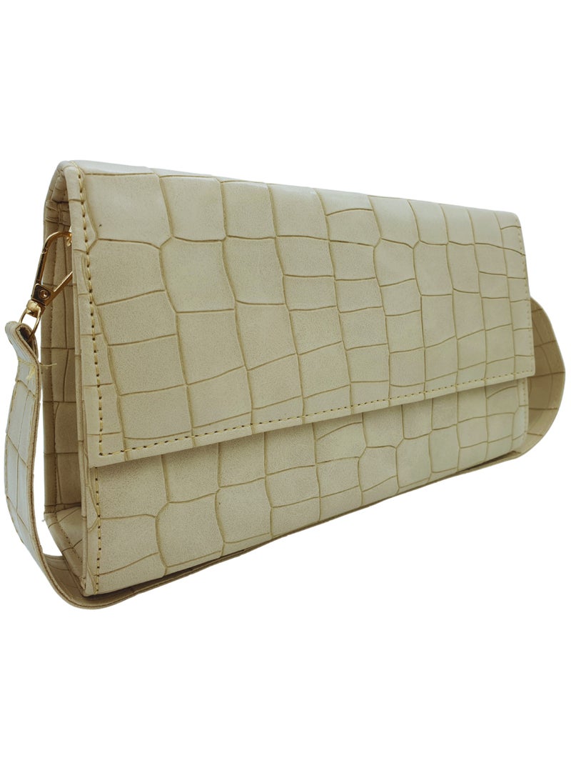 TO FASHION TO 3005 LEATHER WOMEN, GIRLS TOP HANDLE BAG, CROSS BODY BAG, SHOULDER BAG, WITH ATTATCHED BELT, MODERN, UNIQUE AND ELEGANT DESIGN, DIMENSIONS 15*26*8 CM BEIGE A  - Image 1