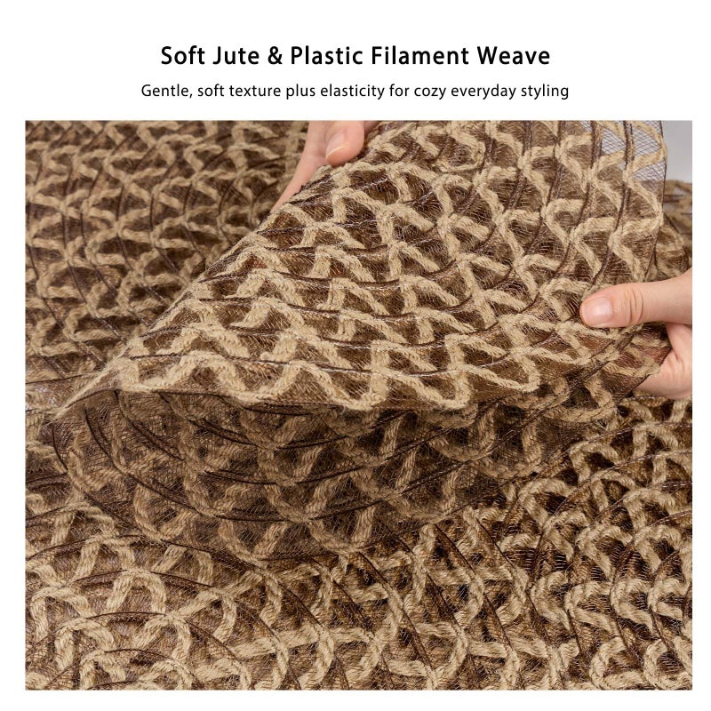 Noctiflorous Round Burlap Placemats Set of 6 Jute Rustic Place Mats for Dining Table Heat Resistant Natural Farmhouse Table Mats Decor (Jute Mesh, 6) - Image 3