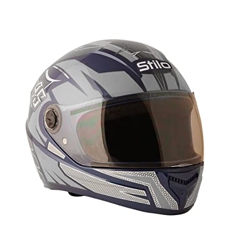 Sage Square ISI Certified ABS Clear Visor, High Standard Safety, Enhanced Design, Extra Comfort, Enhanced Design Proud 45 Full Face Graphic Helmet (Large, Blue Glossy - Silver) - Image 1