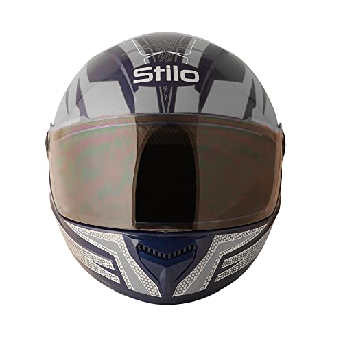 Sage Square ISI Certified ABS Clear Visor, High Standard Safety, Enhanced Design, Extra Comfort, Enhanced Design Proud 45 Full Face Graphic Helmet (Large, Blue Glossy - Silver) - Image 2