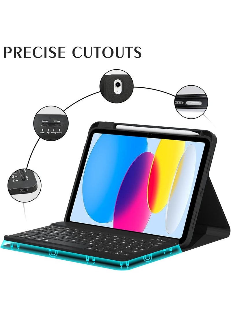 TWEGGON Keyboard Case for iPad (A16) 11th Generation 2025 with Pencil Holder Black  - Image 3