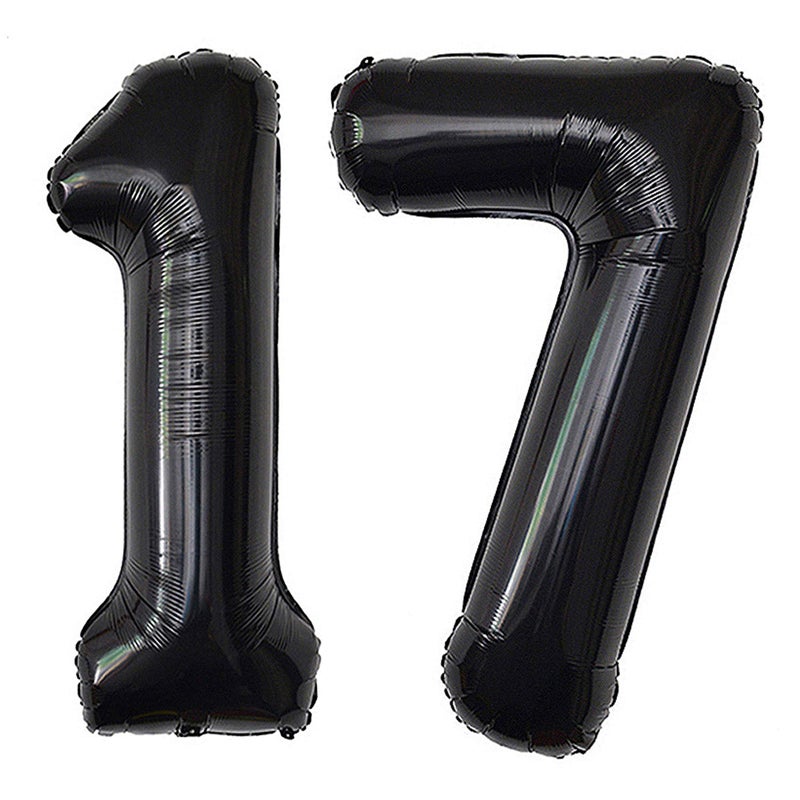 Jonhamwelbor 17 Number Balloons Black Big Giant Jumbo Big Large 17 or 71 Foil Mylar Helium Number Balloons Black 17th 71st 71 Years Old Birthday Party Anniversary Events Decorations for Women Men - Image 3