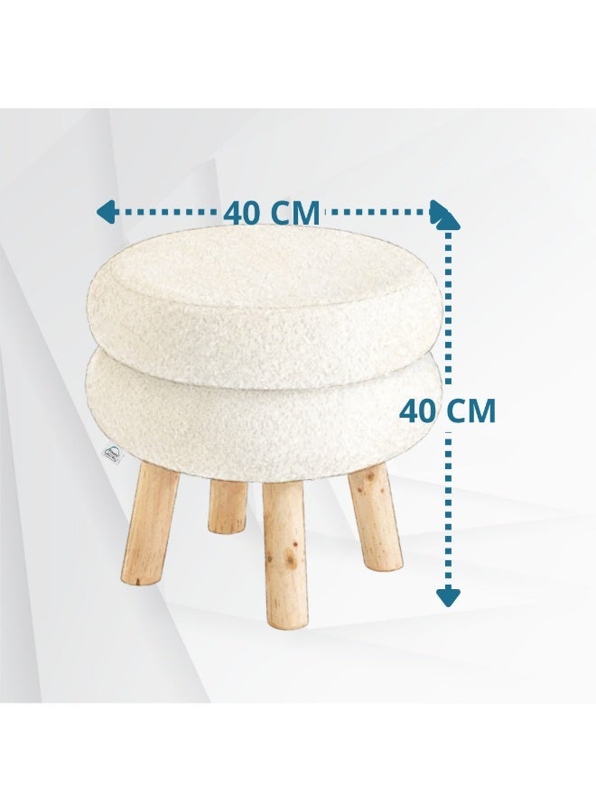 PixelsBeanBag Round Bouclé Fabric Ottoman Seat from PixelsBeanBag, with Wooden Legs, for the Living Room and Bedroom, Yellow - Image 5