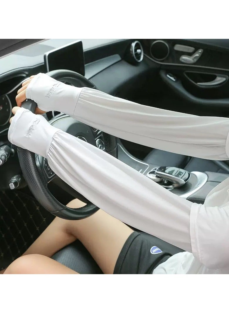 rabbit 1 Pair Women'S Ice Silky Cool Arm Sleeves - Protection, Breathable , Lightweight & Stylish for Summer Outdoor Activities, Running, Cycling & Driving, Sun Protection Sleeves , Embroidered Sleeves - Image 1
