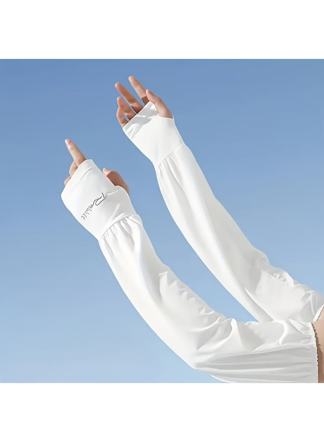 rabbit 1 Pair Women'S Ice Silky Cool Arm Sleeves - Protection, Breathable , Lightweight & Stylish for Summer Outdoor Activities, Running, Cycling & Driving, Sun Protection Sleeves , Embroidered Sleeves - Image 2
