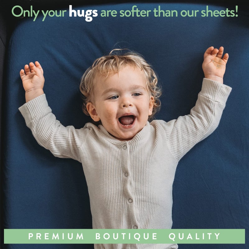 Joey + Joan Bassinet Fitted Sheets Compatible with Arms Reach Cosleeper Versatile, Clear-Vue, Cambria and Mini- Snuggly Soft 100% Jersey Cotton - Dusty Blue + Navy - 2 Pack - Not for Ideal Ezee - Image 5