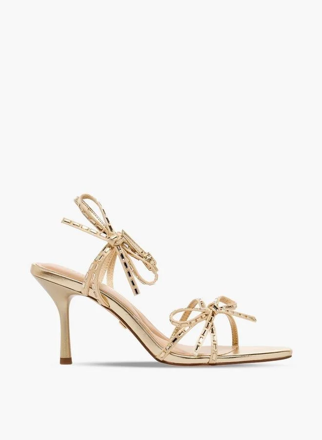 Women Embellished Bow Accent Stiletto Heel Sandals
