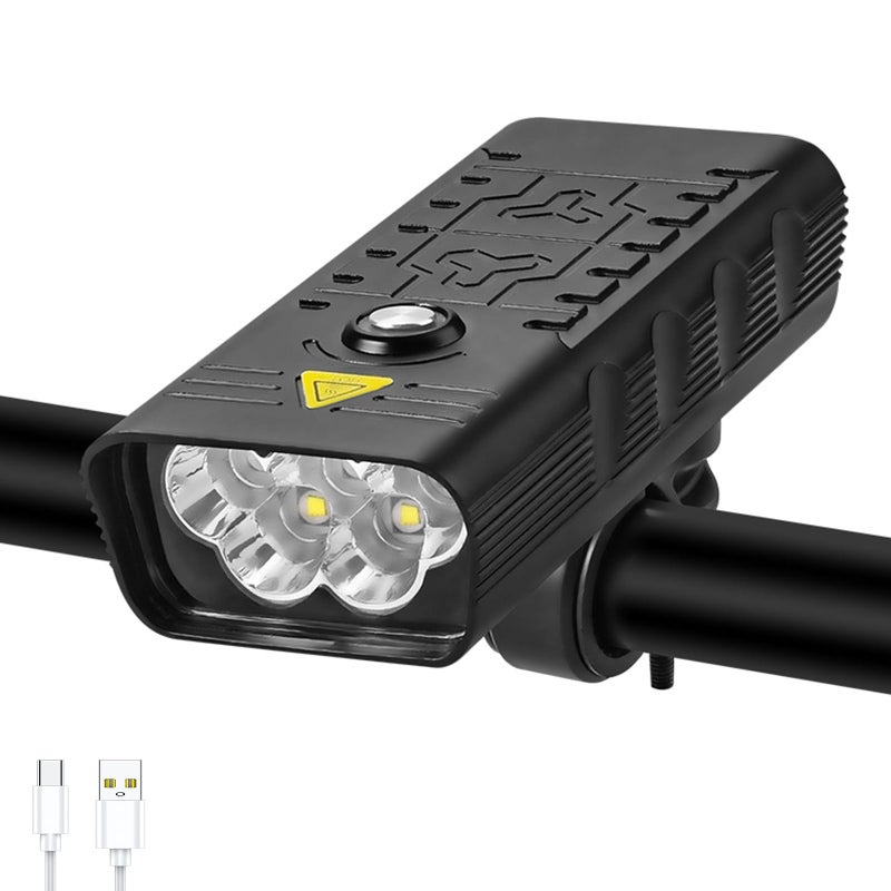 Bicycle headlight Type-C charging 5T6 strong light aluminum alloy bicycle headlight 10000 mAh flashlight - Image 1