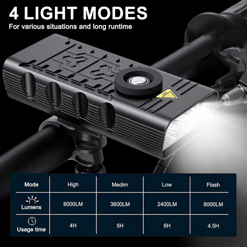 Bicycle headlight Type-C charging 5T6 strong light aluminum alloy bicycle headlight 10000 mAh flashlight - Image 4