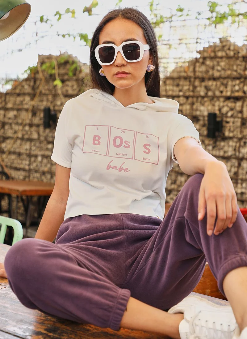 PINACOLADA Women's Chalk White Boss Babe Crop Top