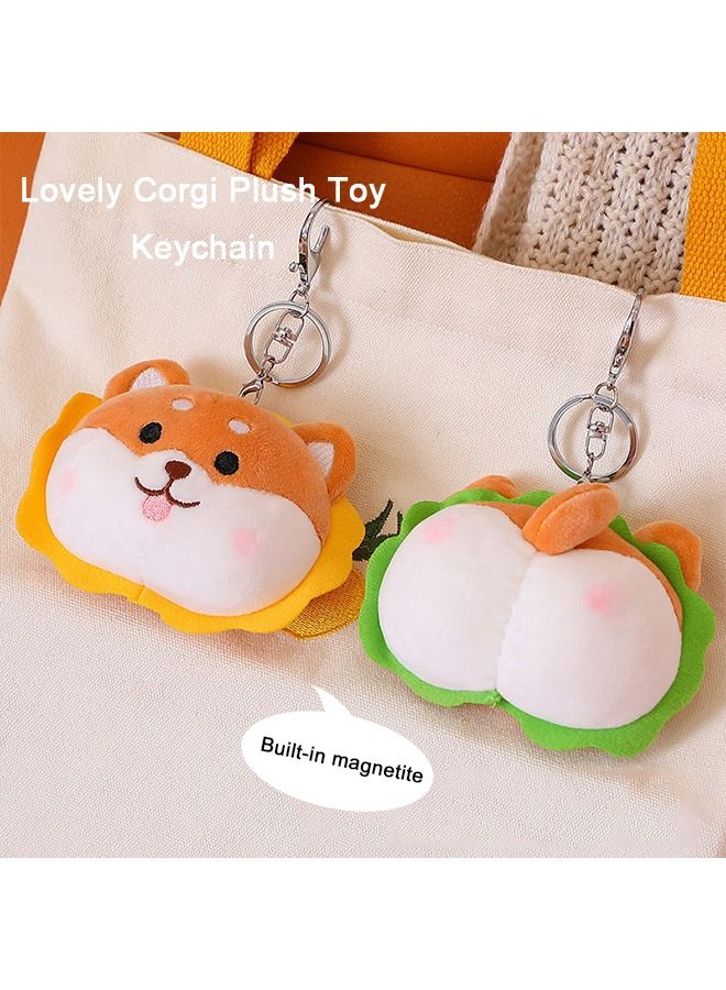 2Pcs Creative Magnetic Corgi Keychain, Dog Action figure, Hanging Ornament, Bag Decoration - Image 3