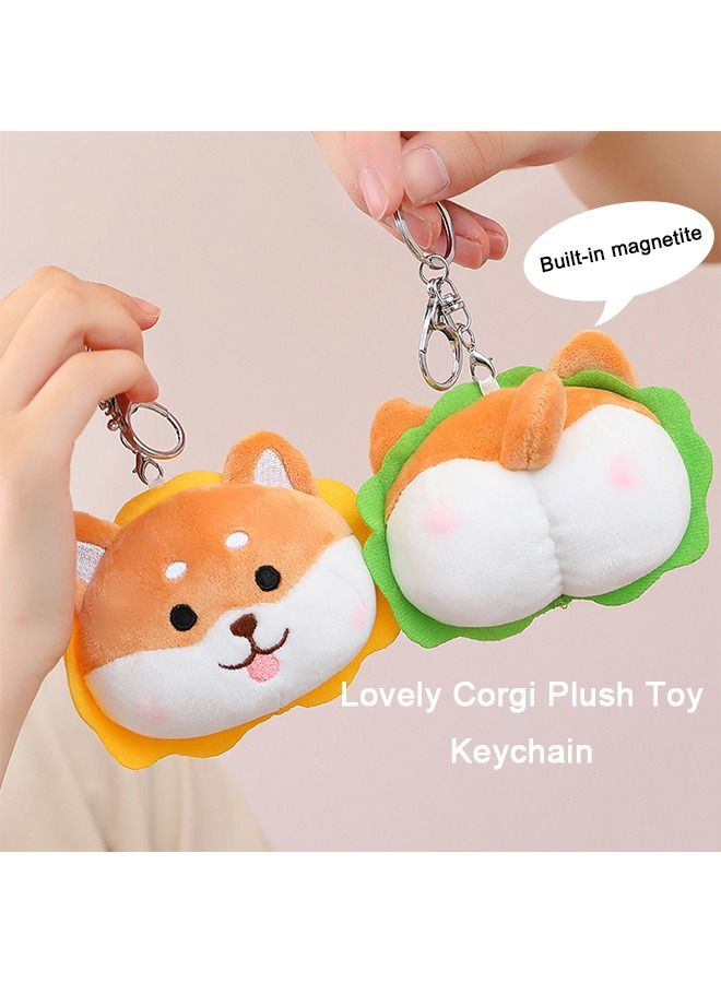 2Pcs Creative Magnetic Corgi Keychain, Dog Action figure, Hanging Ornament, Bag Decoration - Image 2