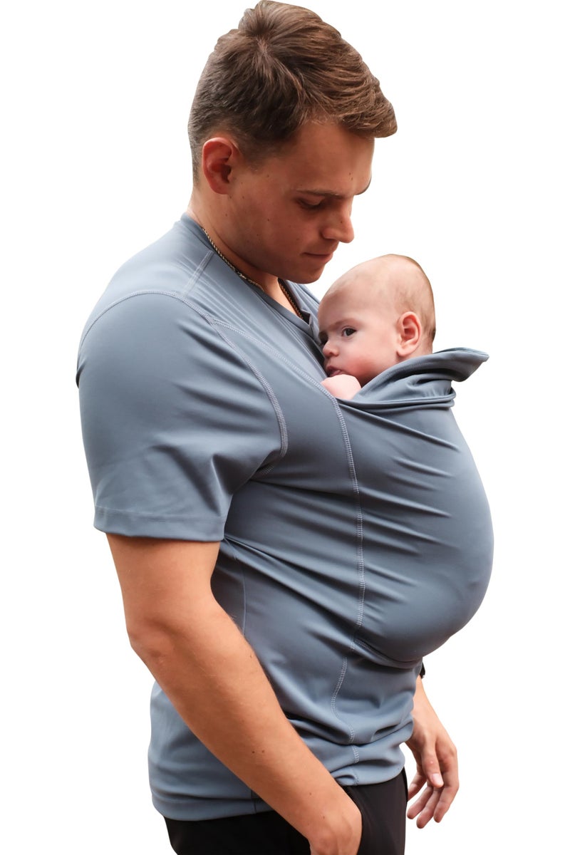Lalabu The Dad Shirt HandsFree Baby Carrier for Dad with Kangaroo Pouch Engineered for Bonding Safety Comfort for Newborns Up to 15 Lbs CPSC Compliant Brook 2XL - Image 2