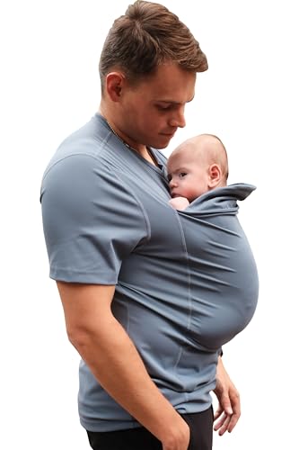 Lalabu The Dad Shirt HandsFree Baby Carrier for Dad with Kangaroo Pouch Engineered for Bonding Safety Comfort for Newborns Up to 15 Lbs CPSC Compliant Brook 2XL - Image 1
