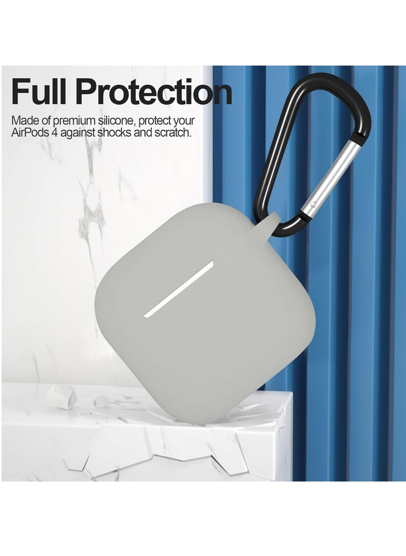 MIGOFAST - Compatible with AirPods 4 Case Cover, Protective Silicone Skin Accessories with Keychain for Women Men for Apple AirPods 4th Generation Case(2024), Front LED Visible, Grey - Image 1