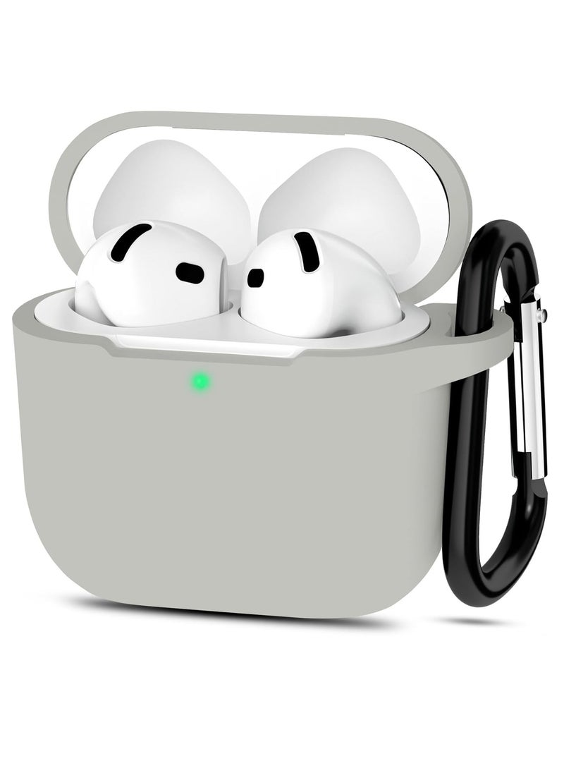 MIGOFAST - Compatible with AirPods 4 Case Cover, Protective Silicone Skin Accessories with Keychain for Women Men for Apple AirPods 4th Generation Case(2024), Front LED Visible, Grey - Image 1