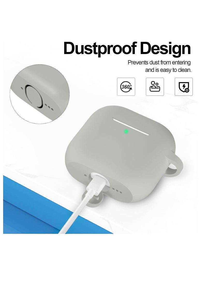 MIGOFAST - Compatible with AirPods 4 Case Cover, Protective Silicone Skin Accessories with Keychain for Women Men for Apple AirPods 4th Generation Case(2024), Front LED Visible, Grey - Image 1
