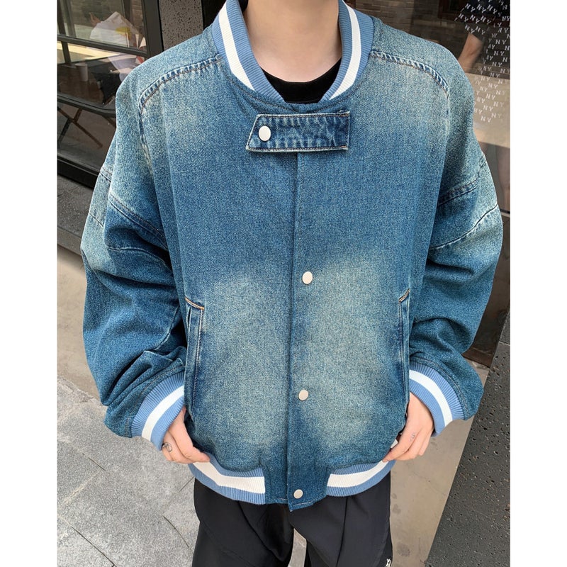 American Vintage Loose Washed Denim Coat Short Baseball Suit Jacket Casual All-Match Jacket Top - Image 2