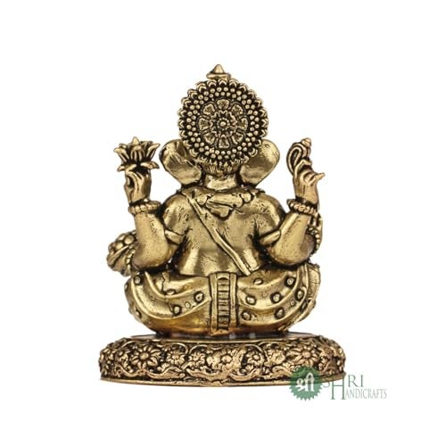 INDICAST Brass Ganesha Idol for Good Luck & Worship | 3" Ganpati Hindu God Statue Figurine Perfect for Decoration Puja & Gifting Purpose Sculpture (Weight_150gm) - Image 3