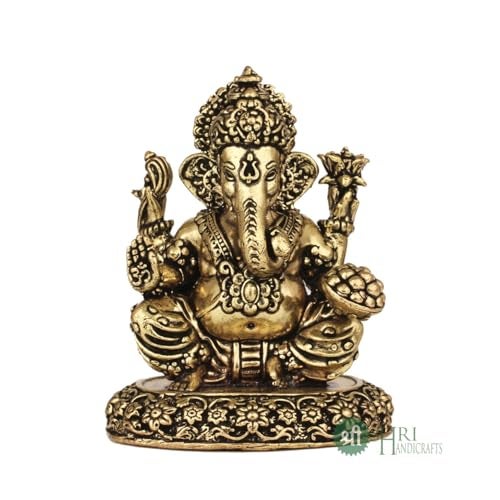 INDICAST Brass Ganesha Idol for Good Luck & Worship | 3" Ganpati Hindu God Statue Figurine Perfect for Decoration Puja & Gifting Purpose Sculpture (Weight_150gm) - Image 4