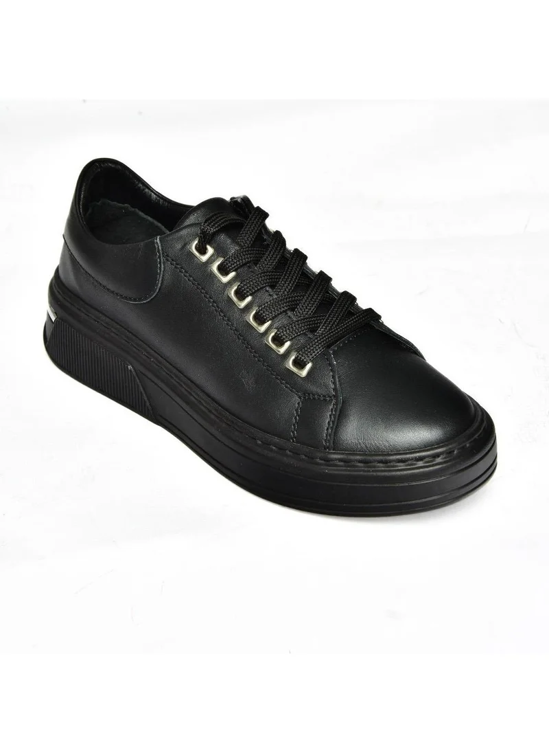 Fox Shoes P555020003 Black Leather Women's Sports Shoes Sneakers