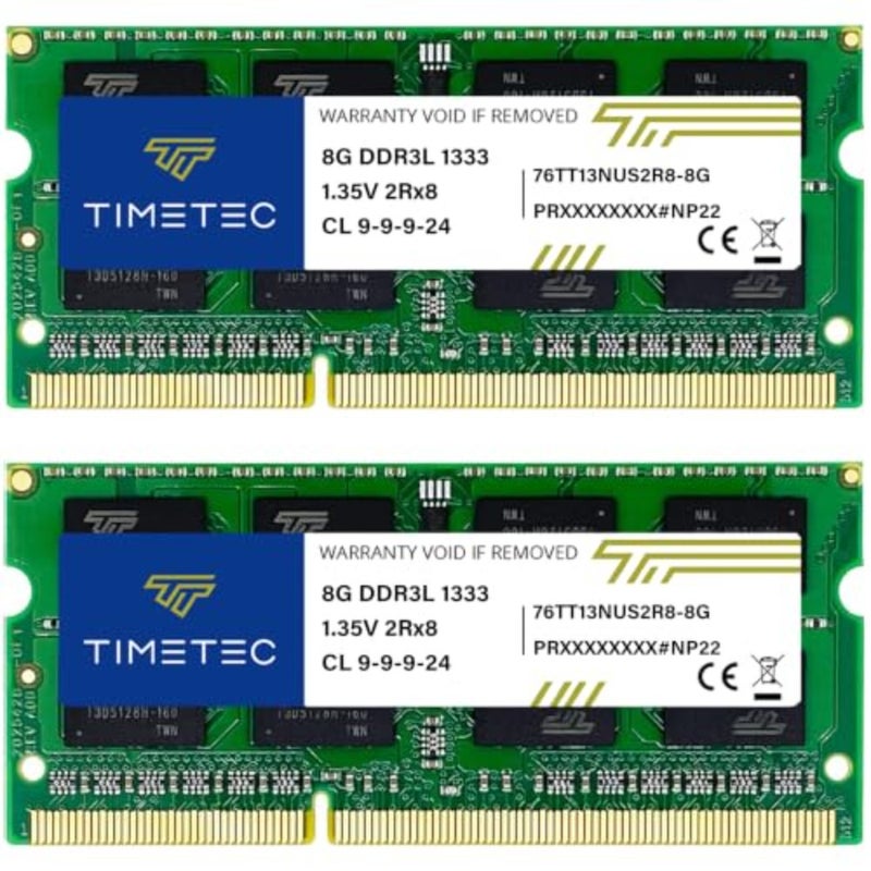 ترقية ذاكرة الكمبيوتر المحمول: DDR3 1333 ميجا هرتز، 16 جيجا بايت KIT 2x8 جيجا بايت، غير مخزنة بنظام ECC، 1.5 فولت، CL9، 204-pin SODIMM، رتبة مزدوجة، PC3-10600 - Image 1