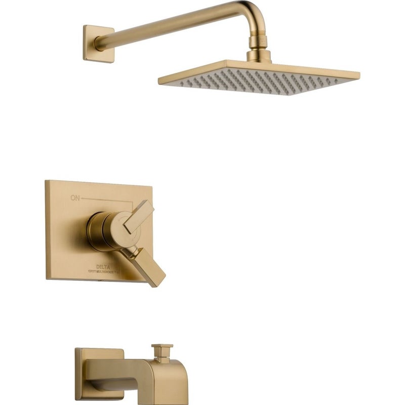 Delta Faucet Vero 17 Series DualFunction Tub and Shower Trim Kit with SingleSpray TouchClean Rain Shower Head Champagne Bronze T17453CZ Valve Not Included - Image 2