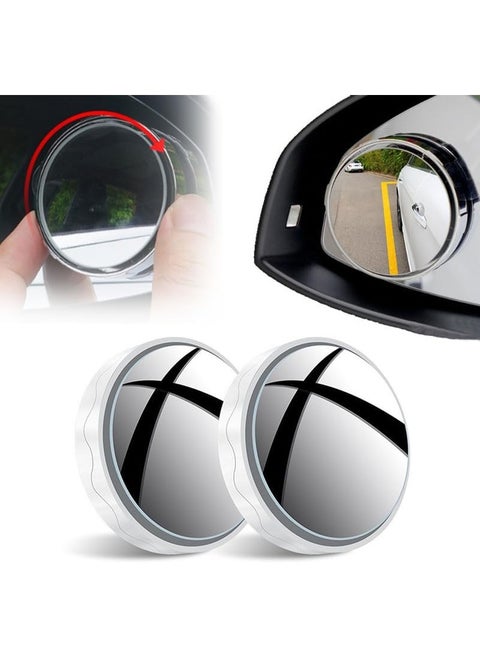 Suction Cup Car Convex Blind Spot Mirror, 2024 New Auxiliary Blind Spot Mirror, 360 Rotation Adjustable Side View Mirror Blindspot, Wide Angle Rear View Mirror for Cars SUV and Trucks (2PC White)