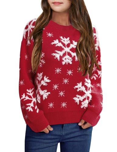 XuBa Girl's Christmas Sweater Crew Neck Long Sleeve Knitted Xmas Sweater Pullover - Image 3