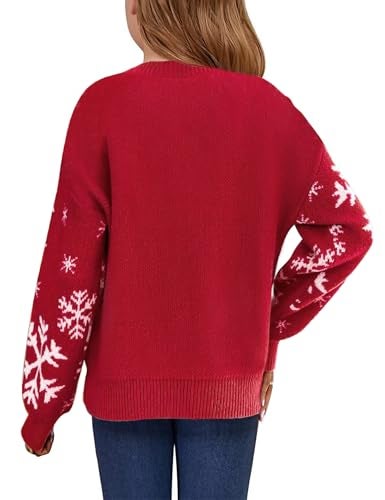 XuBa Girl's Christmas Sweater Crew Neck Long Sleeve Knitted Xmas Sweater Pullover - Image 2