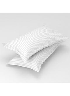 Homefab India Homefab India 2 Piece Satin Stripe Glace Cotton Pillow Covers - White  - Image 1